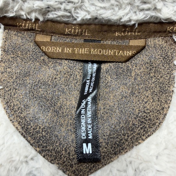 KUHL Flight Hooded Vest Womens Medium Oatmeal Brown Fleece Full Zip Sherpa 2056 - Picture 7 of 14